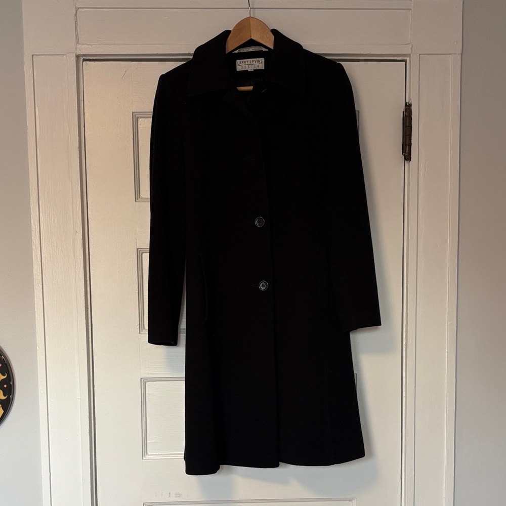 Larry Levine Classic Black Trench Coat